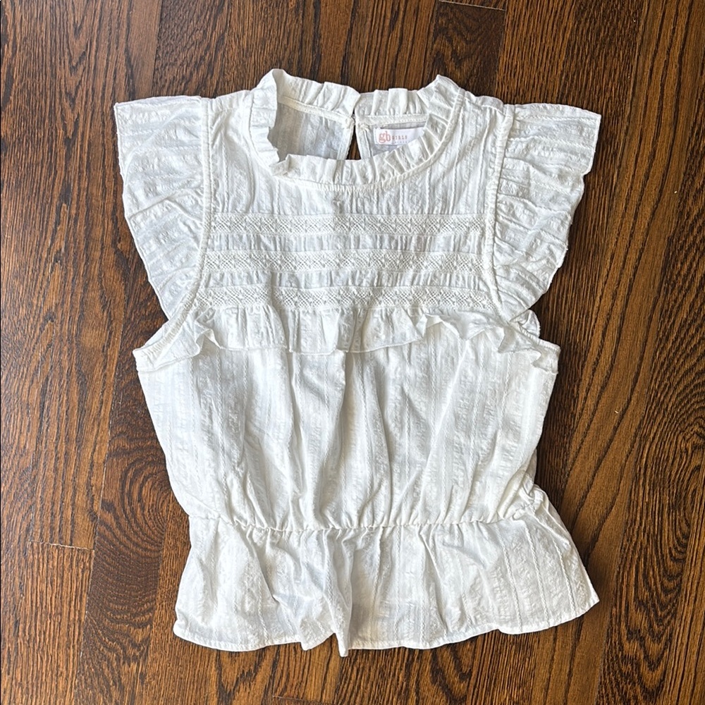 GB Girls White Textured Sleeveless Top
